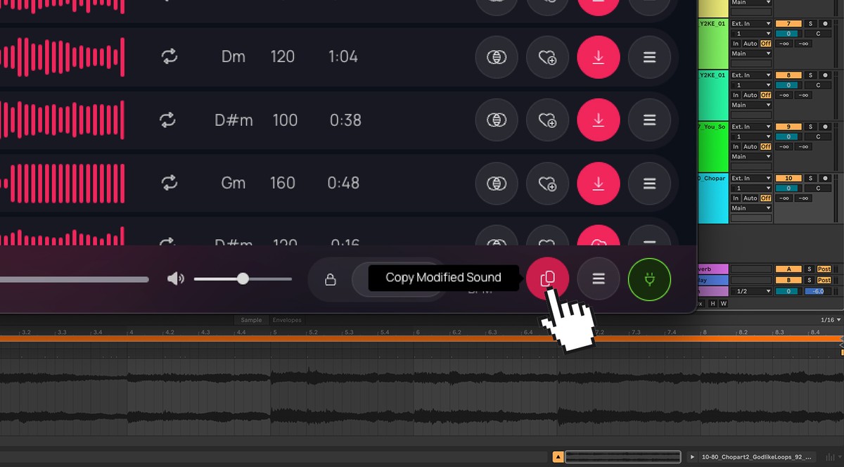 Modified sample copied from Slooply Bridge to a DAW