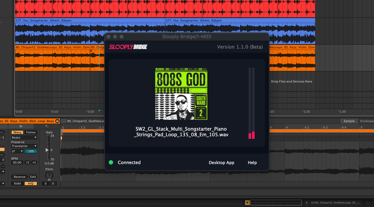 Slooply Bridge VST running inside a DAW